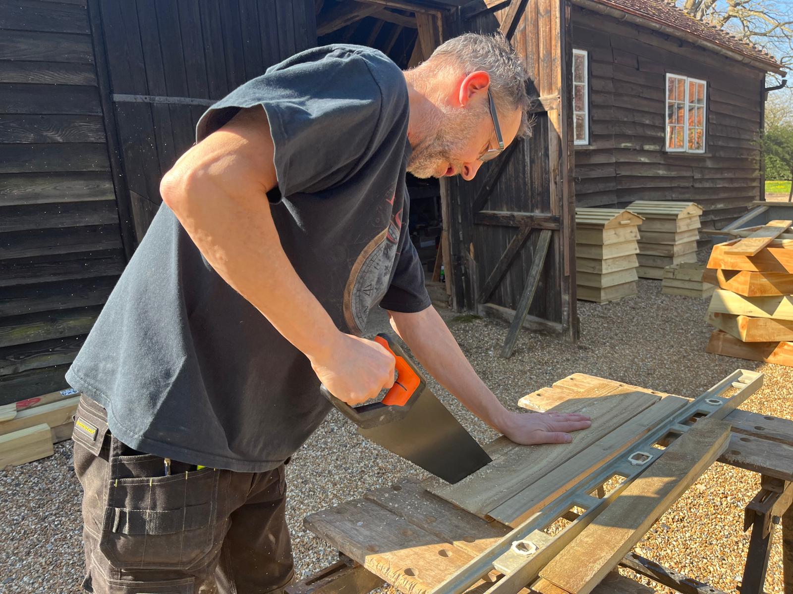 Natural timber grain and finish used on Bee Tidy outdoor storage hives