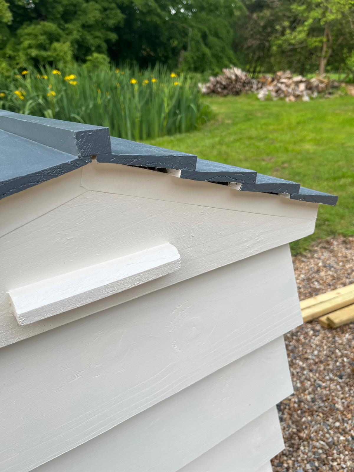 Another bespoke Bee Tidy storage hive between coats during finishing
