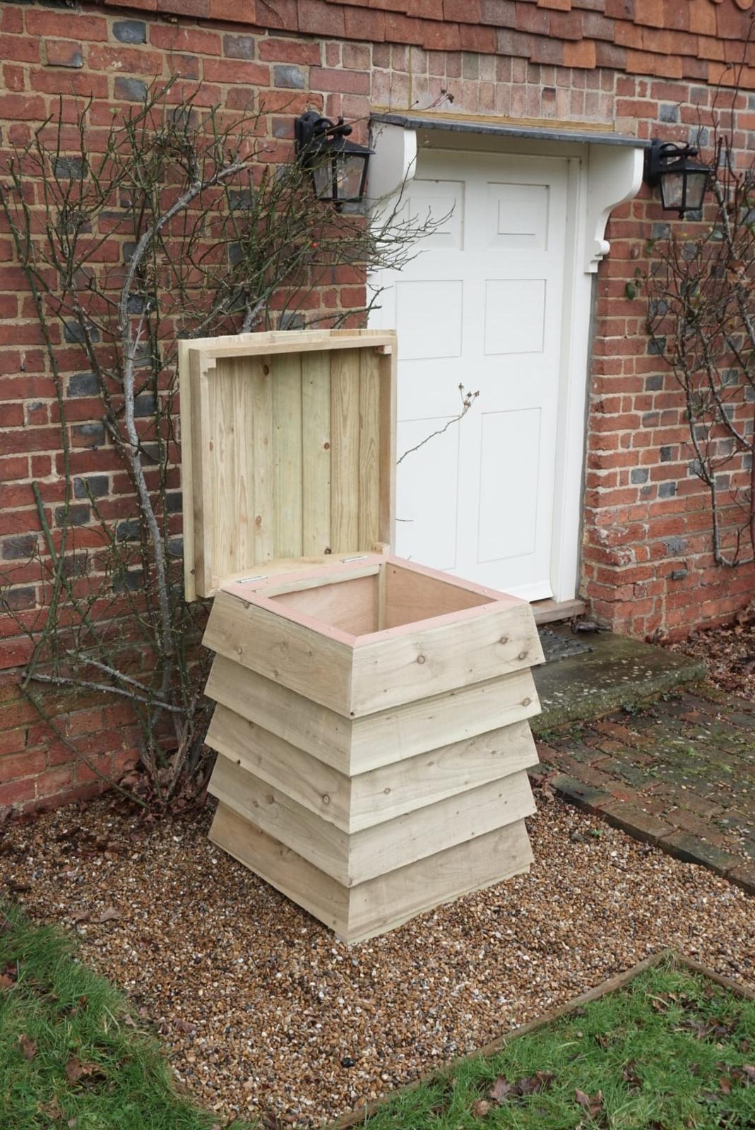 Beehive Parcel Box detail showing the finished outdoor timber form