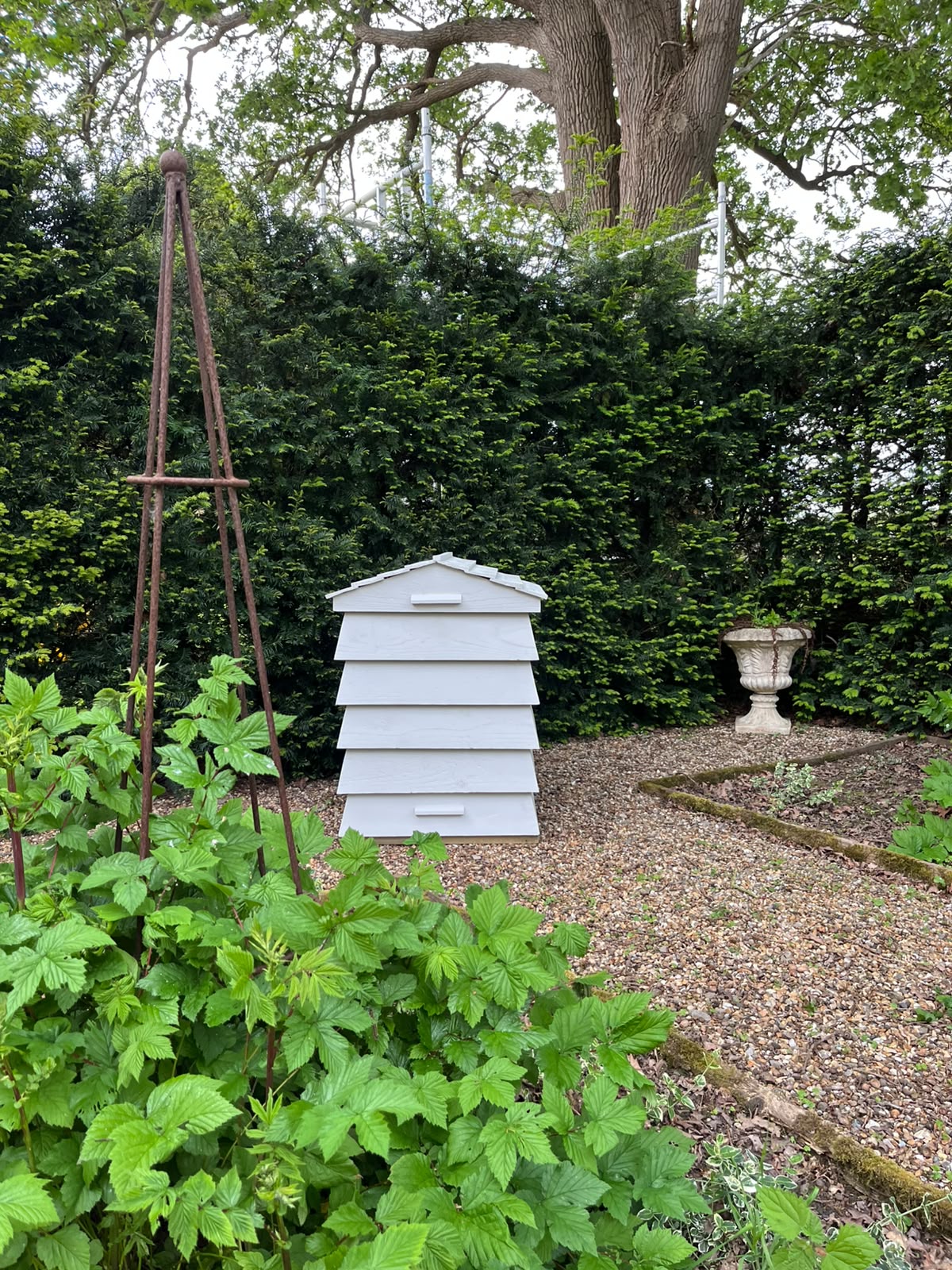 Garden Paraphernalia Box blending into a planted garden border