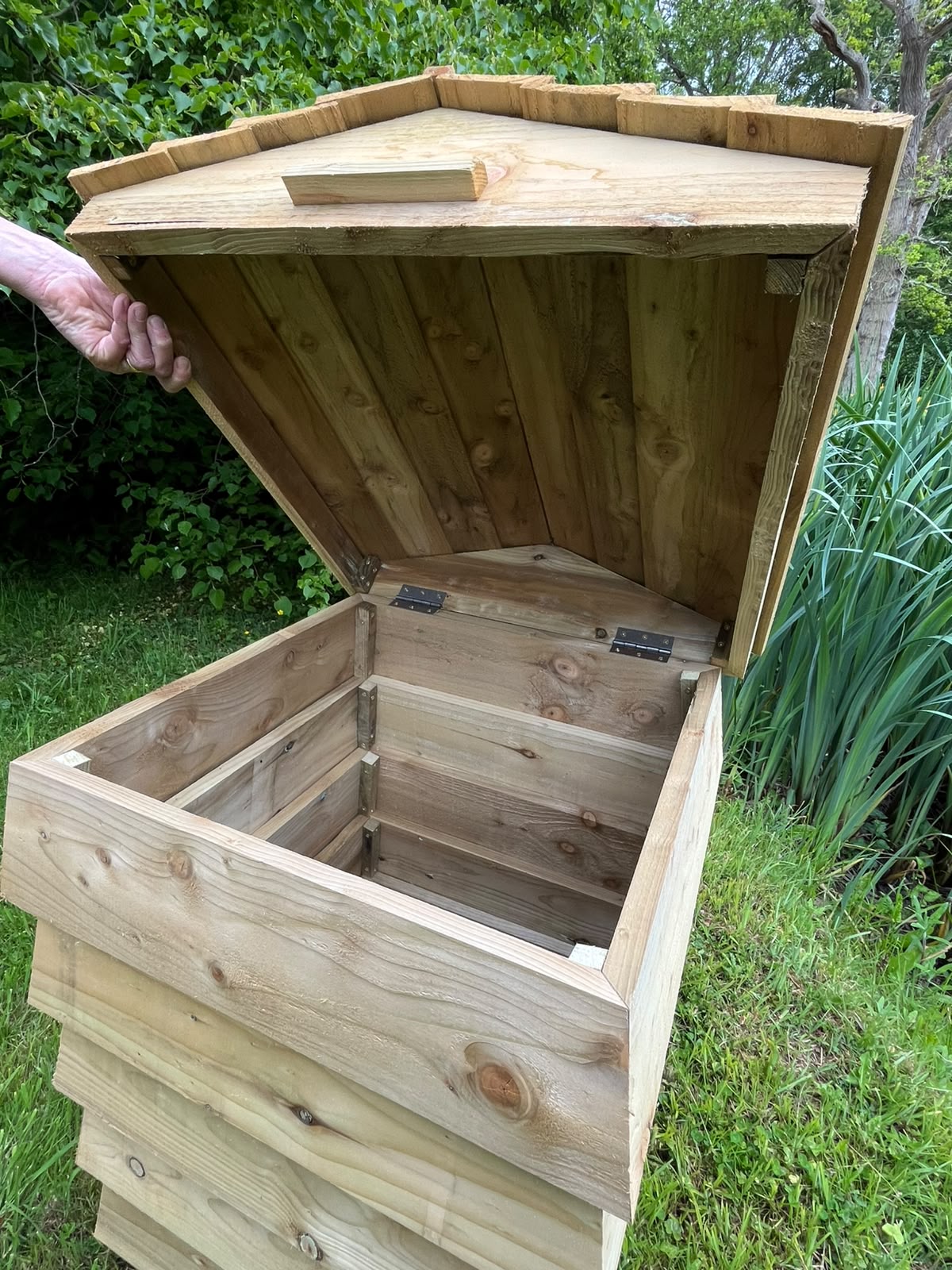 Close-up of handmade timber finish on the Garden Paraphernalia Box